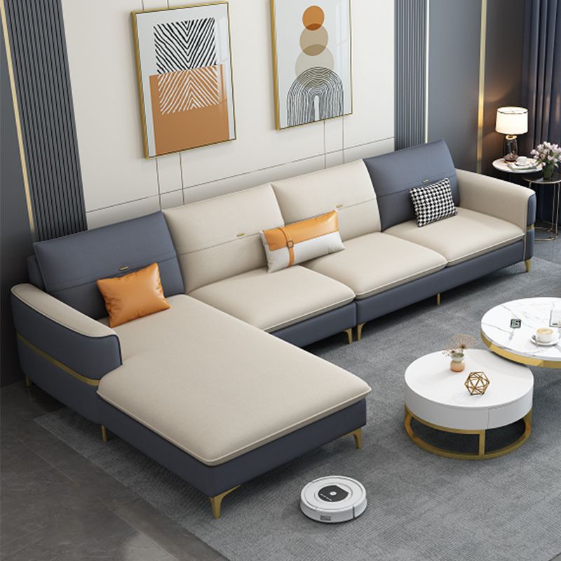 Sofá de brazo cuadrado de cuero de forma escandinava con 2 almohadas