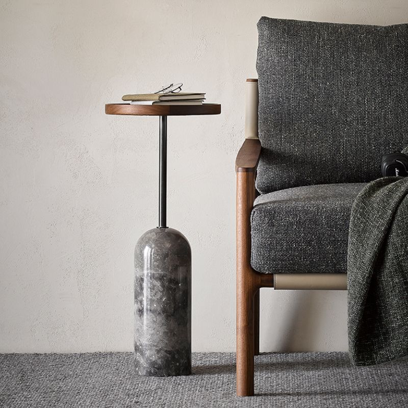 Moderner Akzent -Seitentisch -Sofa runder Sockel Marmor Wohnzimmer Ecktisch
