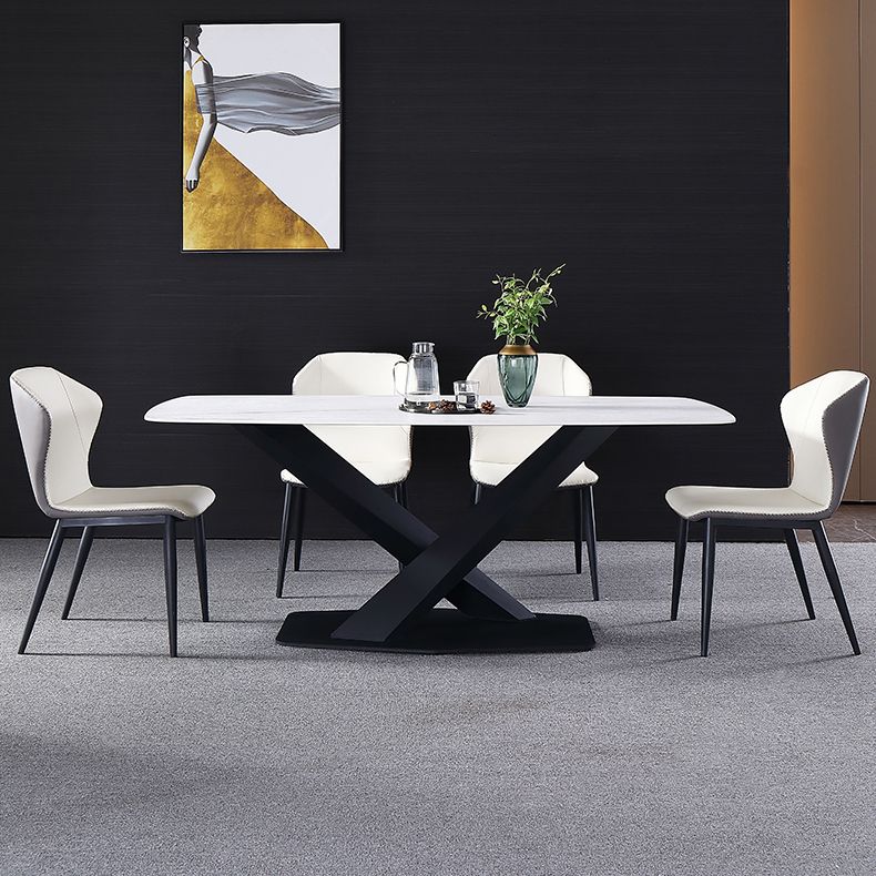 Traditional Luxury Rectangle Dining Table Sintered Stone Table with Pedestal Base Clearhalo ' dining_table' 'Dining Tables & Seating' 'Dining Tables' 'furn' 'furn_dining_table' 'Furniture' 'furniture_dining_table' 'Kitchen & Dining Furniture' 'kitchen&dining_furn' 'kitchen' 'kitchen_dining_table' 1200x1200_cc450975-f272-4d3f-a19d-d0135595a1b3