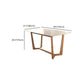White Dining Table with Trestle Base Modern Natural Frame Dinner Room Kitchen Table