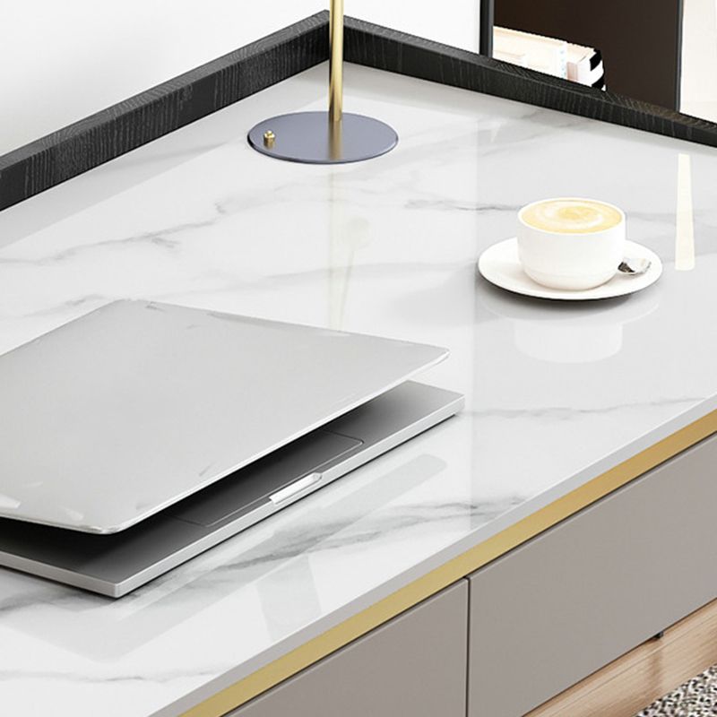 Tavolo da lavoro a forma di rettangolare da casa scrivania in pietra in grigio