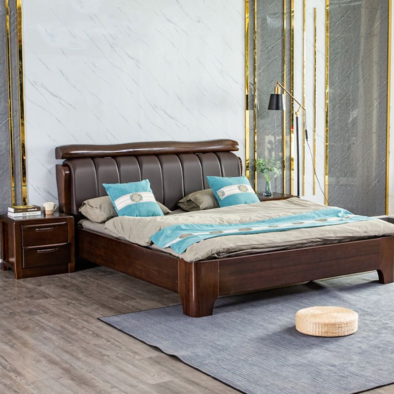 Solid Wood Standard Bed Walnut Bed Frame with Custom Gold Legs