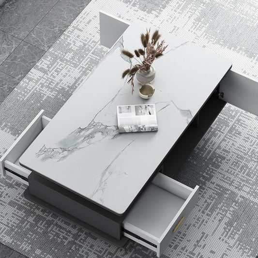 4 Legs Base Design Wood-based Material Square Grey/white Coffee Table Clearhalo 'Coffee & Accent Tables' 'Coffee Tables' 'coffee_tables' 'furn' 'furn_coffee_tables' 'Furniture' 'furniture_coffee_tables' 'Living Room Furniture' 1200x1200_cc4908af-f212-49ac-842e-015056749542