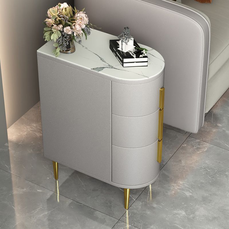 Glam 22.4-inch Tall Stone Top End Table Brass 4 Legs Sofa Side Table