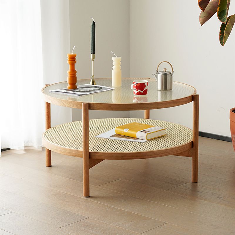Tropical Cocktail Table Storage Round Glass Coffee Cocktail Table Clearhalo 'Coffee & Accent Tables' 'Coffee Tables' 'coffee_tables' 'furn' 'furn_coffee_tables' 'Furniture' 'Living Room Furniture' 1200x1200_cc4a8165-ce47-4747-aae3-427b6ce5d7ac