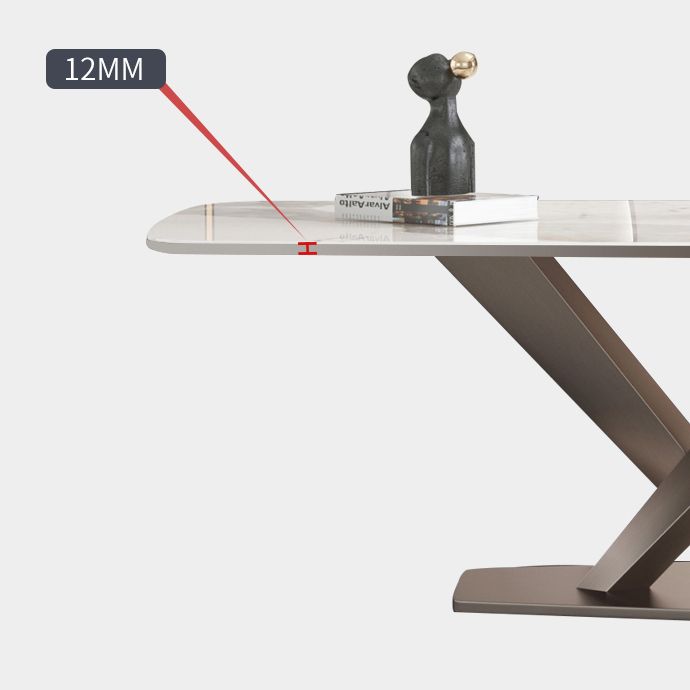 Rectangle Dining Table Stone Top Table with Stainless Steel Pedestal Base Clearhalo 'Dining Tables & Seating' 'Dining Tables' 'dining_table' 'furn' 'furn_dining_table' 'Furniture' 'furniture_dining_table' 'Kitchen & Dining Furniture' 1200x1200_cc4afe1f-4fe2-4760-99b7-22404e135573