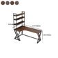 Metal and Wood Corner Writing Desk Industrial Brown Office Office Desk With Bookshelf