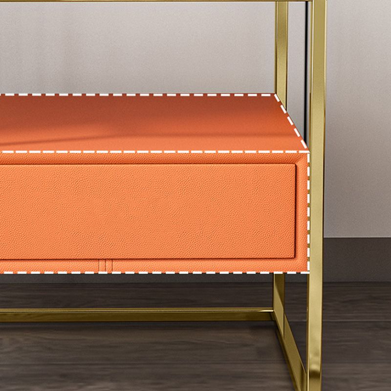 24 Inch H Nightstand Modern Glass Top 1-Drawer Metal Night Table with Legs