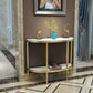 Modern Half Moon Console Table with Storage Shelf and Marble Top Clearhalo 'Console Tables' 'console_tables' 'Entry & Mudroom Furniture' 'furn' 'furn_console_tables' 'Furniture' 1200x1200_cc4dc731-1f16-4b8f-88d7-99f76a60b2c2