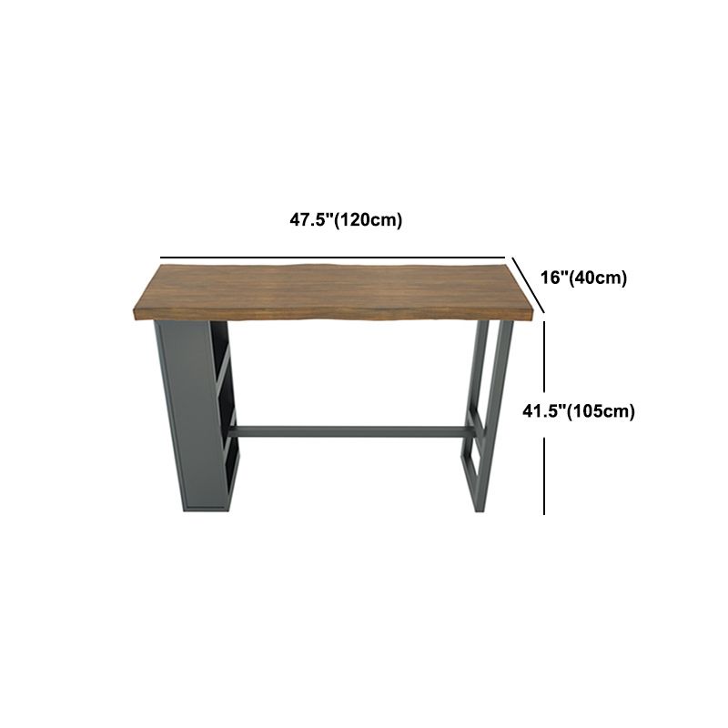 Pine Wood Bar Dining Table Modern Rectangle Bar Table with Trestle for Kitchen