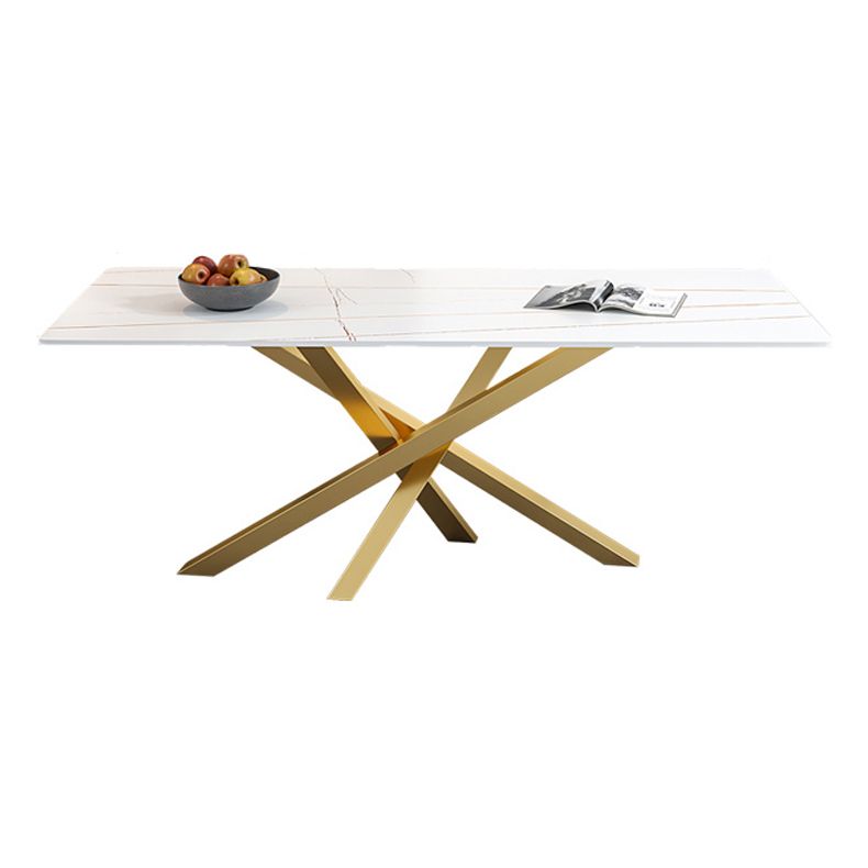 Luxury Sintered Stone Top Dining Table Rectangle Table with Metal Pedestal Clearhalo 'Dining Tables & Seating' 'Dining Tables' 'dining_table' 'furn' 'furn_dining_table' 'Furniture' 'furniture_dining_table' 'Kitchen & Dining Furniture' 'kitchen' 'kitchen_dining_table' 1200x1200_cc4fa10b-d3fe-4cc1-bec3-adab2ae5deb9