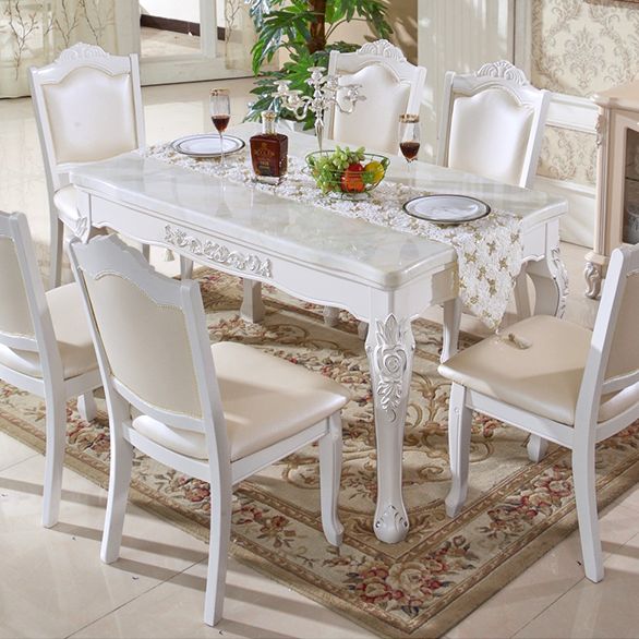 Victorian Style Dining Room Set with Rectangle Table and 4 Legs Base Dining Room Table Set Clearhalo 'Dining Room Sets' 'Dining Tables & Seating' 'dining_room_set' 'furn' 'furn_dining_room_set' 'Furniture' 'furniture_dining_room_set' 'Kitchen & Dining Furniture' 'kitchen&dining_furn' 'kitchen' 1200x1200_cc510359-5911-4118-81d1-8aa98788d0af