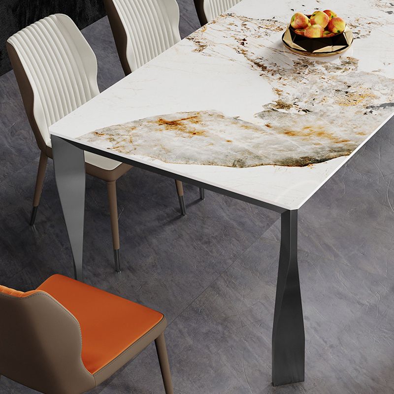 Modern Style Dining Table Sintered Stone Dining Rectangle Table with Metal Legs for Home Clearhalo 'Dining Tables & Seating' 'Dining Tables' 'dining_table' 'furn' 'furn_dining_table' 'Furniture' 'Kitchen & Dining Furniture' 1200x1200_cc51e007-d8f6-431a-8815-f0f2a44d816f