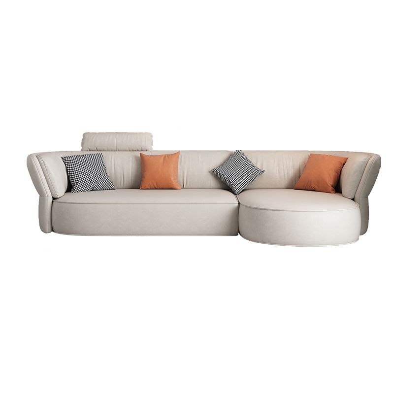 Beige Stain-Resistant Faux Leather Pillow Top Arm Sectional for Living Room Clearhalo 'furn' 'furn_sectionals' 'Furniture' 'furniture_sectionals' 'kitchen' 'kitchen_sectionals' 'Living Room Furniture' 'Sectionals' 1200x1200_cc523c08-eb6f-4d42-b8b4-add07b803a13