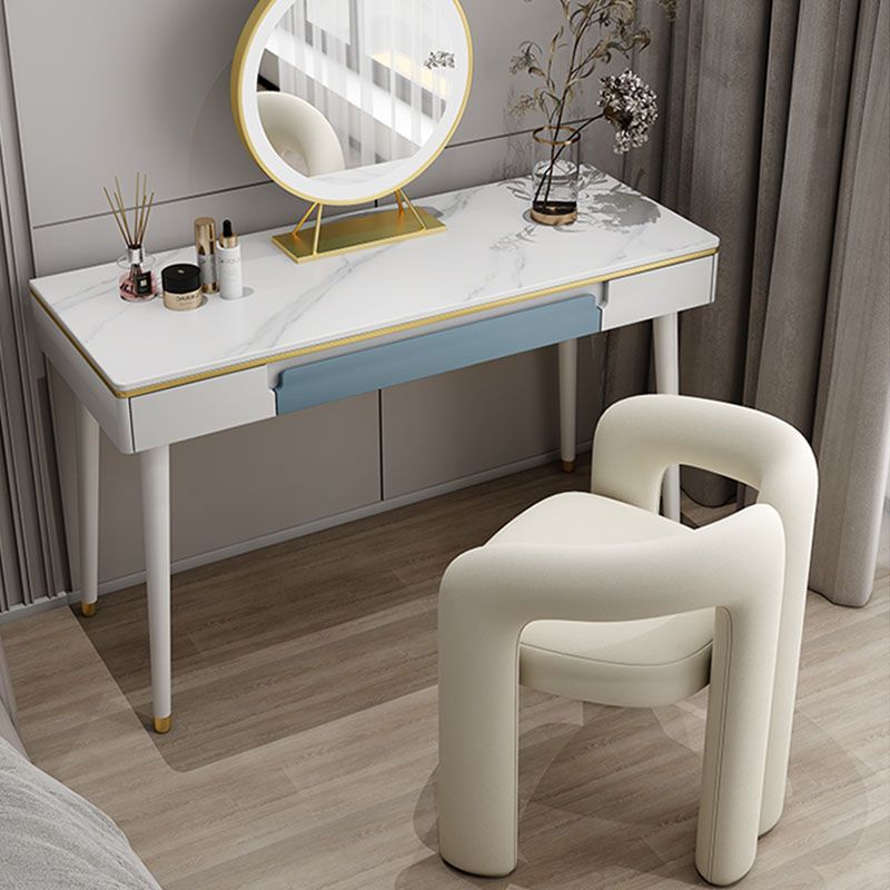 White/Black Modern Vanity Engineered Wood Makeup Dressing Table Stool Set