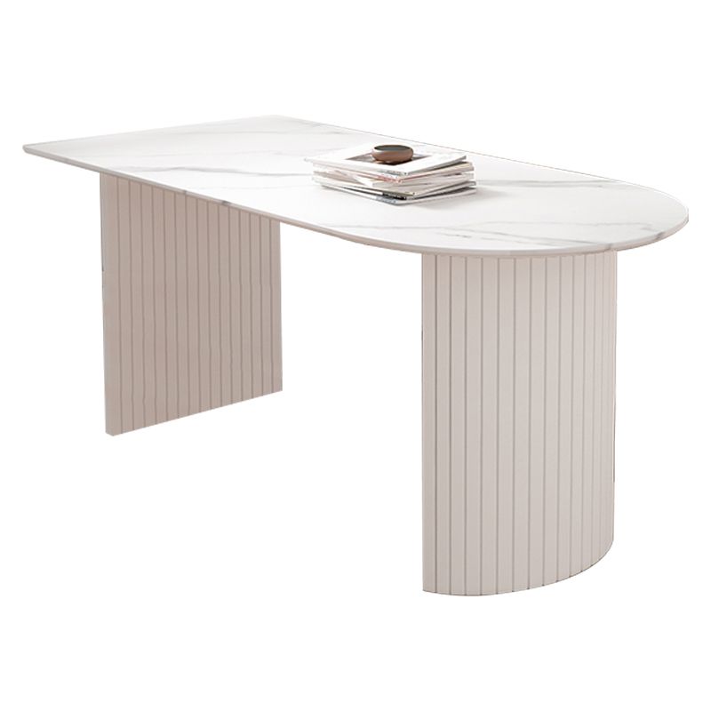 Free Form White Tone Dining Table Contemporary Dinette Table with Double Pedestal Base Clearhalo ' dining_table' 'Dining Tables & Seating' 'Dining Tables' 'furn' 'furn_dining_table' 'Furniture' 'furniture_dining_table' 'Kitchen & Dining Furniture' 'kitchen&dining_furn' 'kitchen' 'kitchen_dining_table' 1200x1200_cc542324-0ebe-4b5e-be72-536bb11baafa