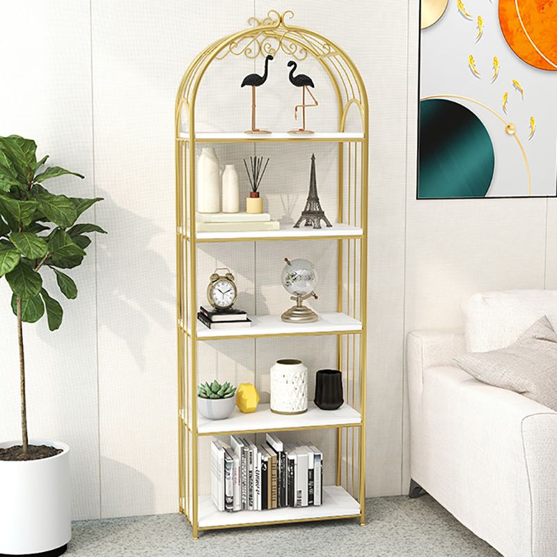 Glam Open Vertical Bookshelf Metal Etagere Shelf Bookcase for Home