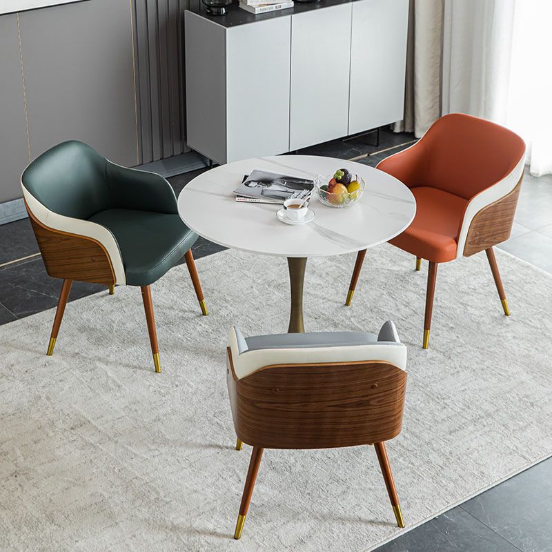 Contemporary Upholstered Arm Dining Chair Leather Solid Back Single Chair for Home Use Clearhalo ' kitchen&dining_furn' 'Dining Chairs' 'Dining Tables & Seating' 'dining_chair' 'furn' 'furn_dining_chair' 'Furniture' 'furniture_dining_chair' 'Kitchen & Dining Furniture' 'kitchen' 1200x1200_cc56b148-35fa-48b2-a735-1ed6f6382362