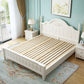 French Country Standard Bed Rubberwood and Pine Wood Panel Bed White