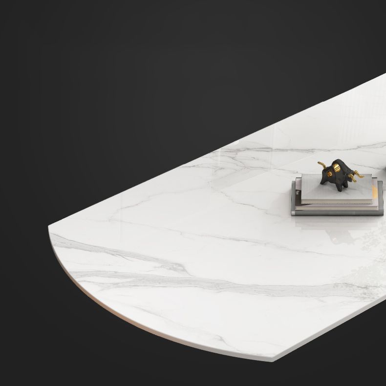 Extendable Sintered Stone Top Dining Table Round Table with Metal 4 Legs Clearhalo ' dining_table' 'Dining Tables & Seating' 'Dining Tables' 'furn' 'furn_dining_table' 'Furniture' 'furniture_dining_table' 'Kitchen & Dining Furniture' 'kitchen&dining_furn' 'kitchen' 'kitchen_dining_table' 1200x1200_cc593c3e-5cdd-4ff3-9711-54fd90a84235