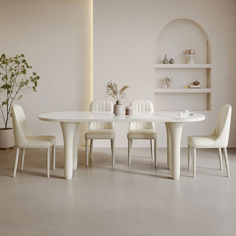 Modern Oval Stone Top Dining Table with Wood Legs for Living Room Clearhalo 'Dining Tables & Seating' 'Dining Tables' 'dining_table' 'furn' 'furn_dining_table' 'Furniture' 'Kitchen & Dining Furniture' 1200x1200_cc59e90f-2ef9-416b-9c37-e6d6b93fff7a