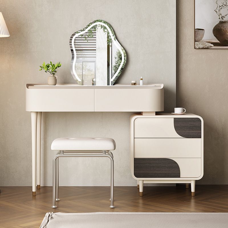 Trucco in legno bianco da 15,74 "tavolo da banco di vanità per trucco vanità largo con 2/5 cassetti