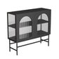 Contemporary Glass Doors Storage Sideboard Metal 2-Door Sideboard Clearhalo 'buffet_sideboard' 'Buffets & Sideboards' 'furn' 'furn_buffet_sideboard' 'Furniture' 'Kitchen & Dining Furniture' 1200x1200_cc5b66db-0180-47bd-a42a-bad7747fa570