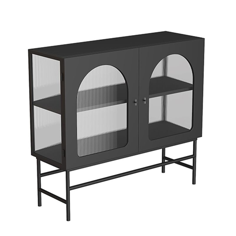Contemporary Glass Doors Storage Sideboard Metal 2-Door Sideboard Clearhalo 'buffet_sideboard' 'Buffets & Sideboards' 'furn' 'furn_buffet_sideboard' 'Furniture' 'Kitchen & Dining Furniture' 1200x1200_cc5b66db-0180-47bd-a42a-bad7747fa570
