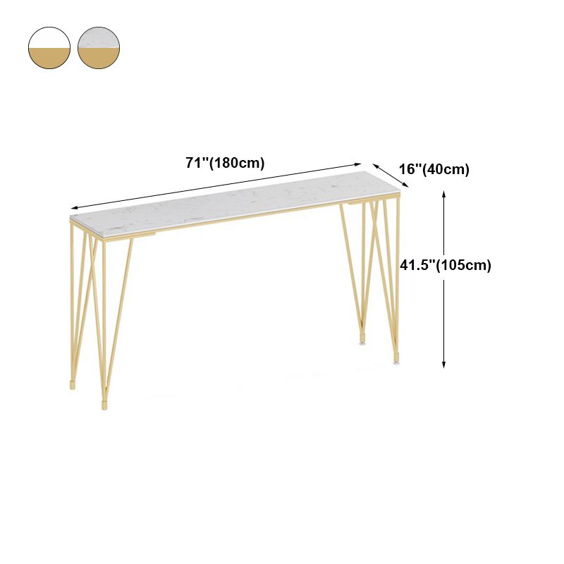 Glam White Wood Counter Table with Rectangle Table Top Gold Legs Table - 42" H Clearhalo 'Bar Furniture' 'Bar Tables' 'bar_tables' 'furn' 'furn_bar_tables' 'Furniture' 'furniture_bar_tables' 'Kitchen & Dining Furniture' 1200x1200_cc5ba4e4-6fc0-465f-a131-55b06dc79faa
