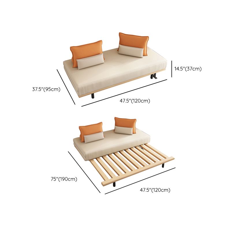 Modern Convertible Sofa Bed Armless Sofa with Pillows in Beige