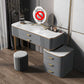 3/5-Drawers Vanity Luxurious Stone Top Vanity Table and Stool Set in Grey