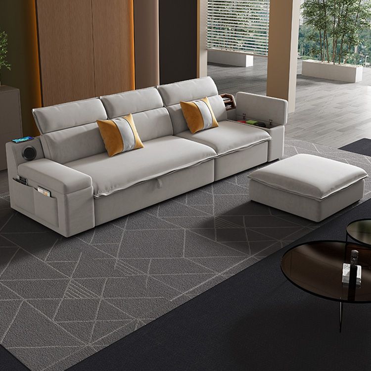 灰色に保管された現代の枕トップアームベッドソファソファ