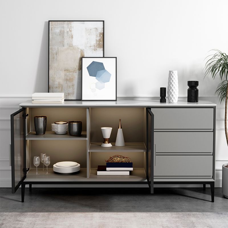 Tavolo a buffet in pietra moderna scheda laterale in stile moderno con armadi e cassetti