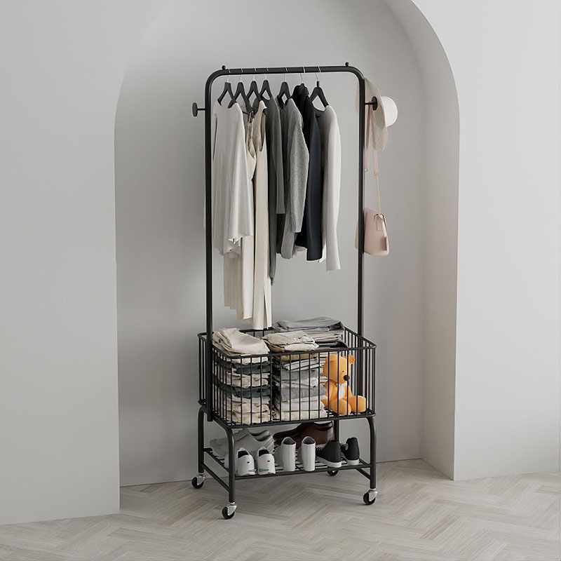 Gorgeous Plain Coat Rack Castors Metal Coat Rack with Storage Shelving Clearhalo 'Entry & Mudroom Furniture' 'furn' 'furn_hall_tree_coat_racks' 'Furniture' 'Hall Trees & Coat Racks' 'hall_tree_coat_racks' 1200x1200_cc5f9d2b-16b3-4ed6-9d40-a65f9367230b