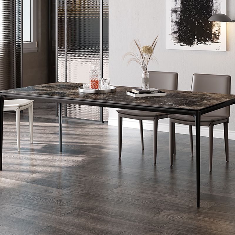 Industrial Sintered Stone Top Table Rectangular Table with Metal Base Clearhalo 'Dining Tables & Seating' 'Dining Tables' 'dining_table' 'furn' 'furn_dining_table' 'Furniture' 'Kitchen & Dining Furniture' 1200x1200_cc5fe29e-0004-4ae6-8cc8-cf15db21c883