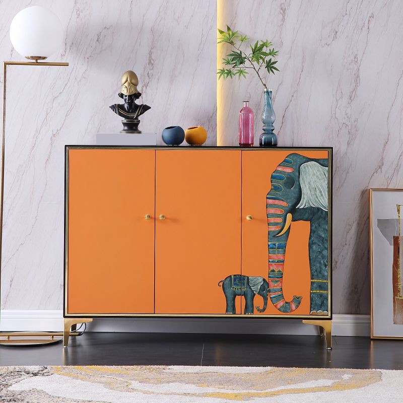 47.5"L Glam Engineered Wood Credenza Orange Cabinets Dining Server for Living Room Clearhalo 'buffet_sideboard' 'Buffets & Sideboards' 'furn' 'furn_buffet_sideboard' 'Furniture' 'Kitchen & Dining Furniture' 1200x1200_cc6171b7-7194-4d5f-bceb-3aae036905d7