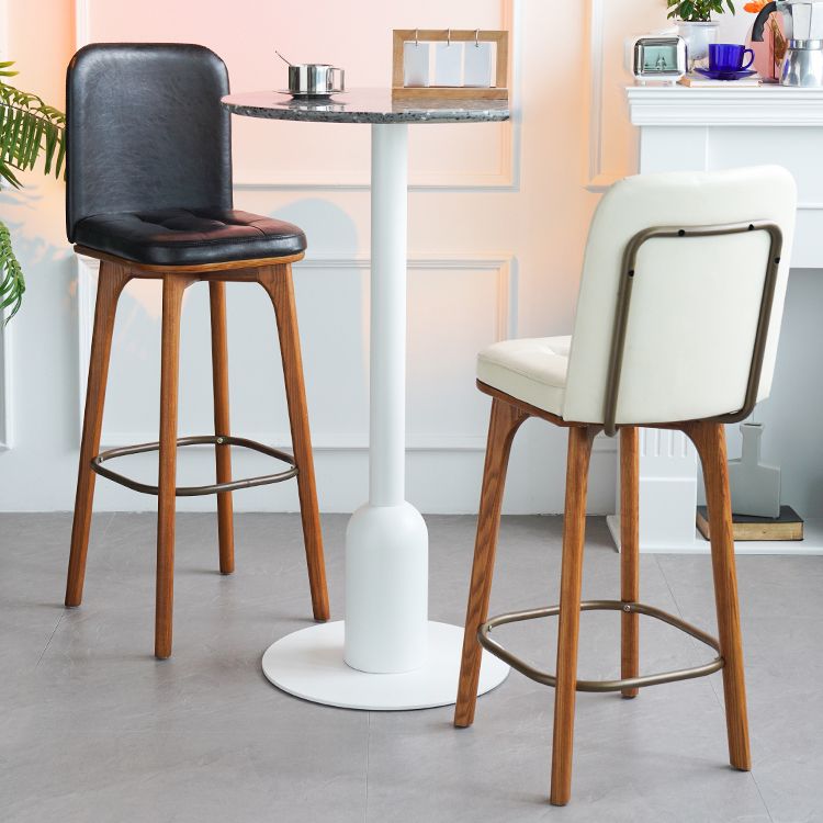 Modern Style Bar Stool Leather Backrest Bar Stools with Wooden Base Clearhalo 'Bar Furniture' 'Bar Stools' 'bar_stools' 'furn' 'furn_bar_stools' 'Furniture' 'Kitchen & Dining Furniture' 1200x1200_cc619896-135a-4797-9c45-1825d28b1781
