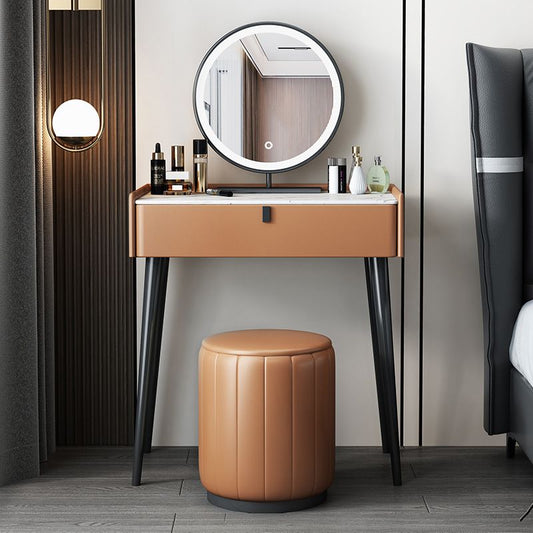 Moderno tavolo da trucco da 29,52 "H in ardesia con cassetti vanity sgabello
