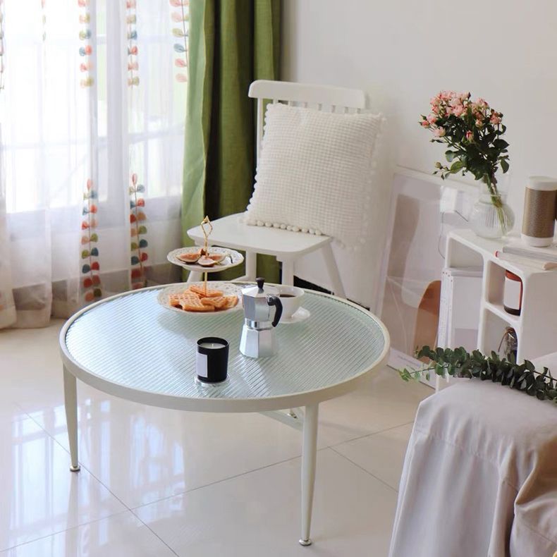 Eisen 3 Beine runder Couchtisch mit Glas Top Cocktailtisch