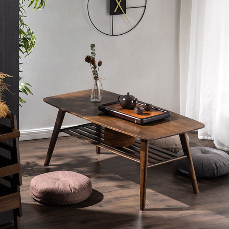 Scandinavian Rectangle Wood Coffee Table 4 Legs Cocktail Table with Shelf Clearhalo 'Coffee & Accent Tables' 'Coffee Tables' 'coffee_tables' 'furn' 'furn_coffee_tables' 'Furniture' 'Living Room Furniture' 1200x1200_cc6327e2-e301-46d0-abf1-f44055b6f076