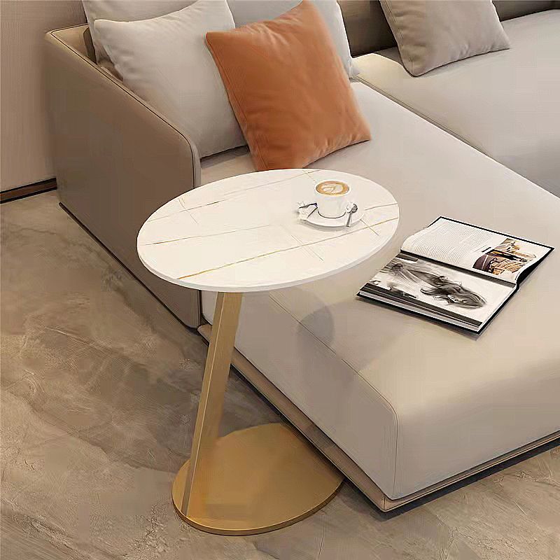 Modern Style Cocktail Table Rock Tabletop Ironwork Table Foot Round Coffee Table