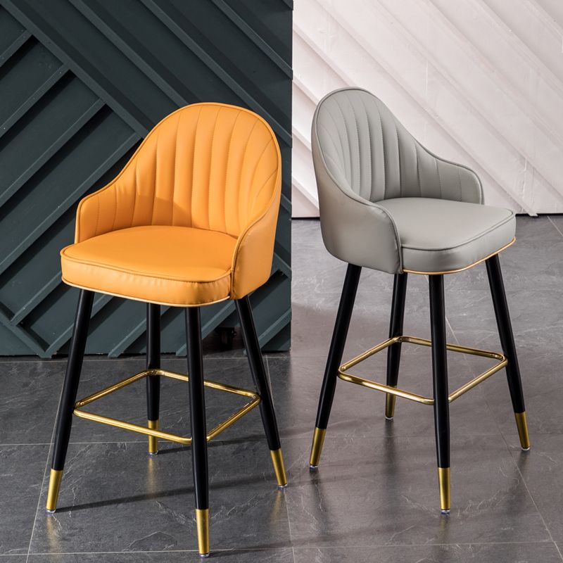 Scandinavian Style Armed Low Back Stools for Home Leather Counter Stool Clearhalo 'Bar Furniture' 'Bar Stools' 'bar_stools' 'furn' 'furn_bar_stools' 'Furniture' 'furniture_bar_stools' 'Kitchen & Dining Furniture' 1200x1200_cc66a9a9-1603-4329-bc8f-9edffe140fb8