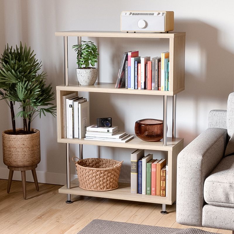 11.81" Wide Engineered Wood Geometric Bookcase Contemporary Metal and Wood Bookcase Clearhalo 'Bookcases' 'furn' 'furn_bookcases' 'Furniture' 'Office Furniture' 1200x1200_cc675dbd-28c1-4805-a2bf-556949b5867a