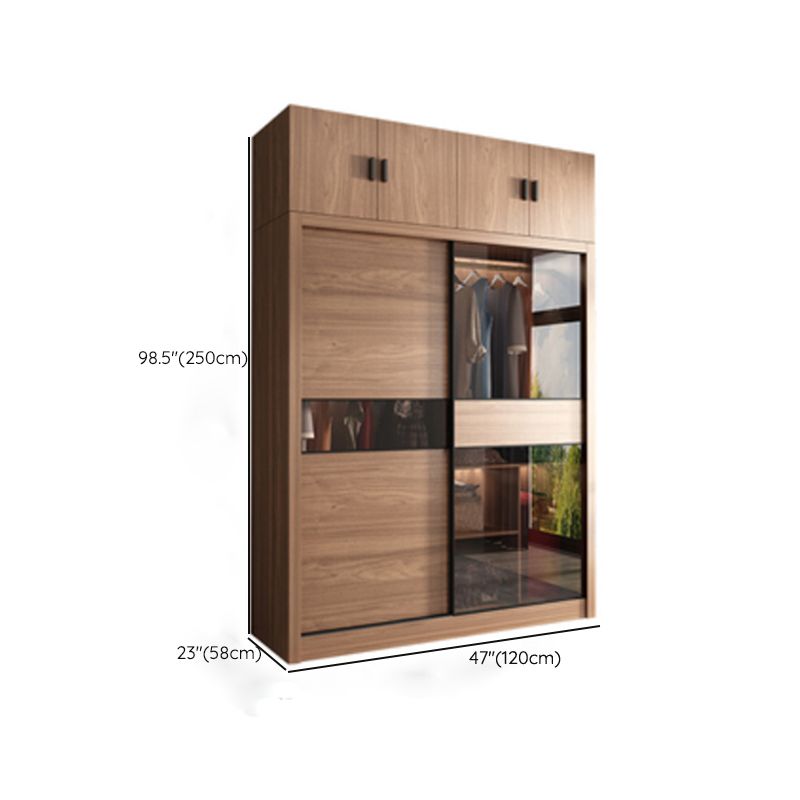 Modern Bedroom Wooden Storage Cabinet Sliding Doors Armoire with Glass Doors Clearhalo 'Armoires & Wardrobes' 'armoires_wardrobes' 'Bedroom Furniture' 'furn' 'furn_armoires_wardrobes' 'Furniture' 1200x1200_cc67fbdd-398a-43fd-b1ef-6c00fbf56b40