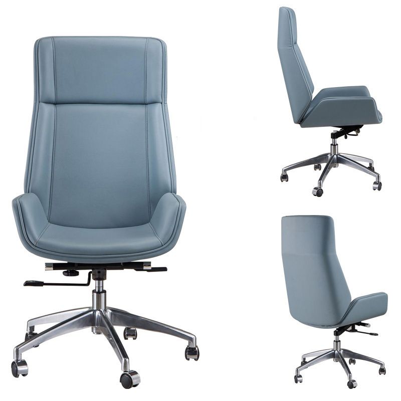 Silla de escritorio de estilo moderno, silla de oficina con respaldo medio/alto para ordenador de cuero