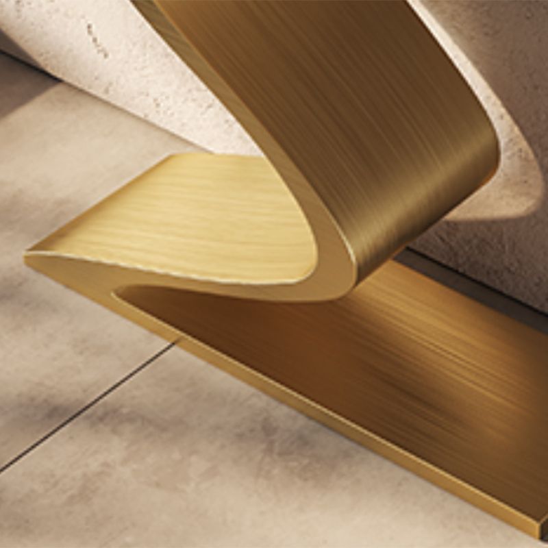 Glam Golden Console Accent Table with Half Moon Stone for Hall