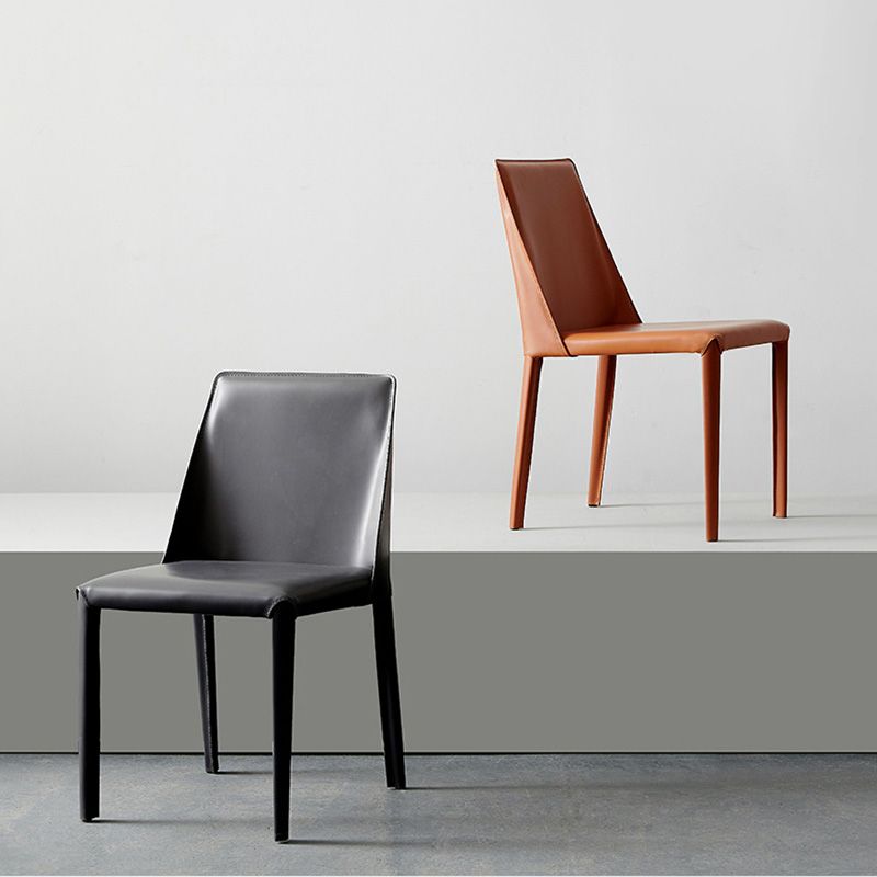 Modern Style Leather Side Chair Armless Metal Side Chair for Home Use