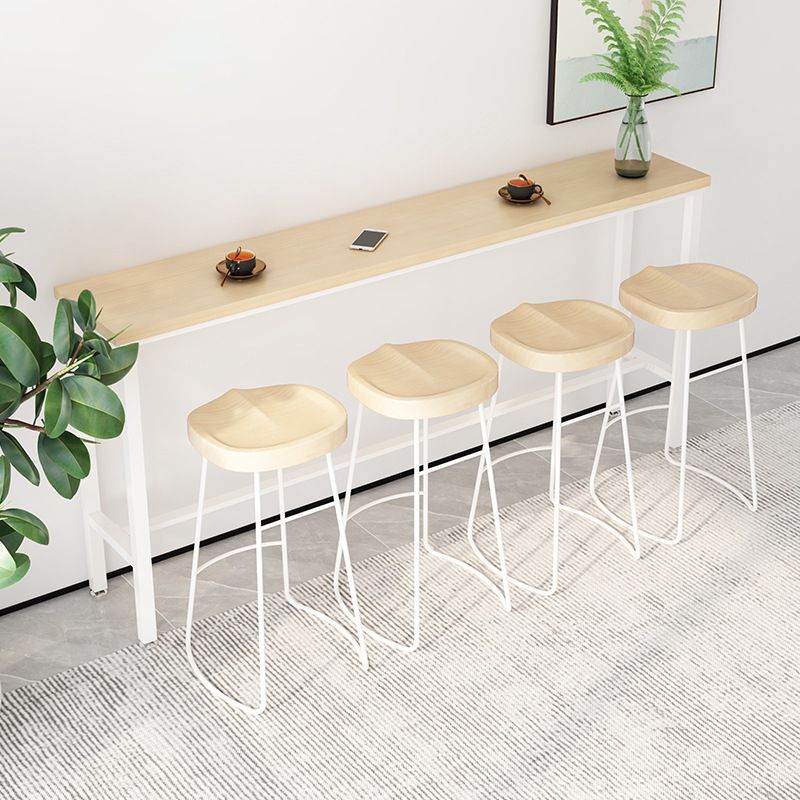 Tavolo da bar per top in legno massiccio naturale a finitura moderna in metallo bianco tavolo da pub