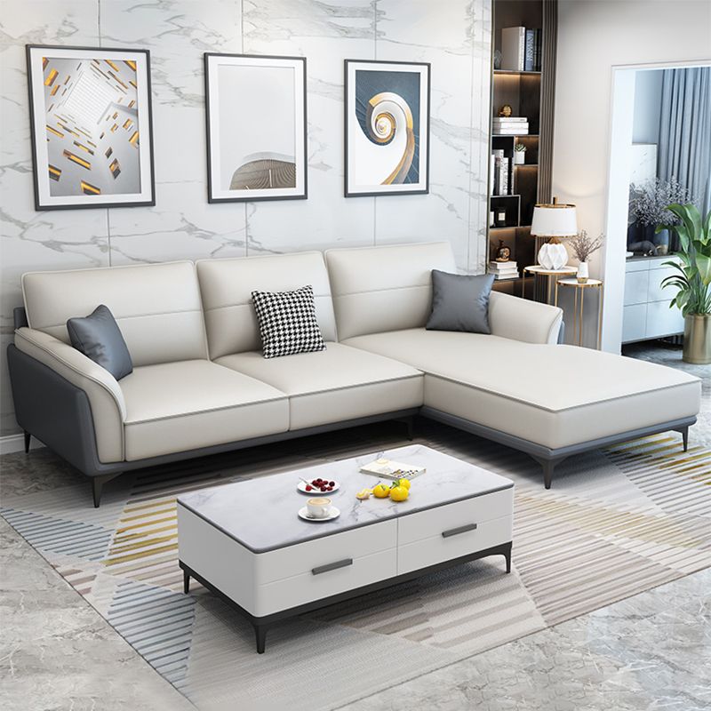 Pain en cuir en cuir canapé sectionnel canapé à bras évasé et chaise