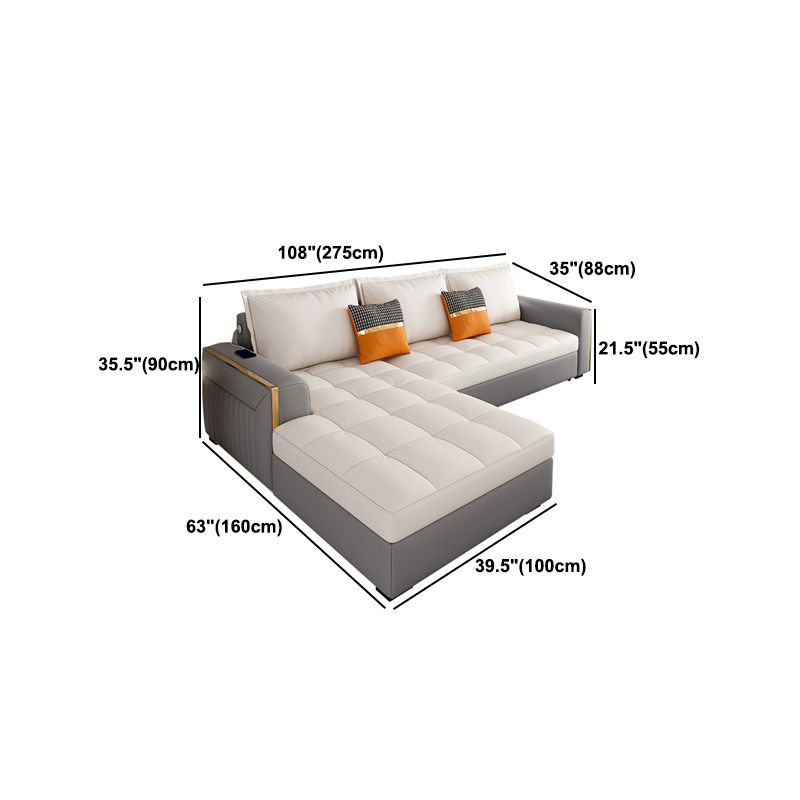 Stain Resistant Sofa Bed USB Charging Convertible Sectional with Storage Clearhalo 'furn' 'furn_sectionals' 'Furniture' 'Living Room Furniture' 'Sectionals' 1200x1200_cc6dd784-e573-448b-aca8-a77b97ed8002